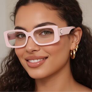 New! Versace Light Pink Rectangular Glasses, VE3362U 5485, Authentic